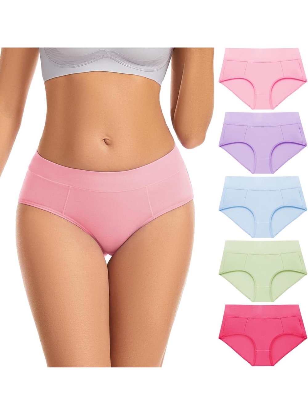 women’s underwear Cotton mid rise coverage briefs strech breathable -5 pack